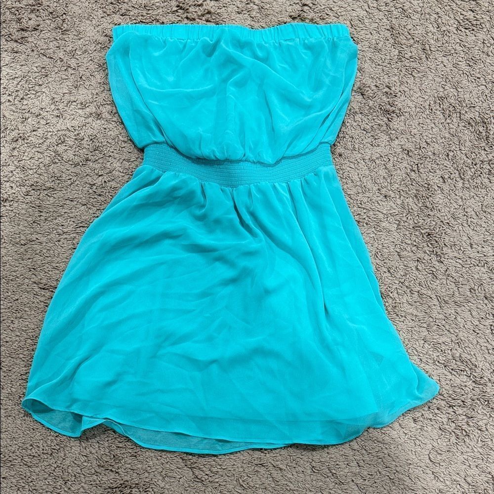 Express Strapless Blue Dress